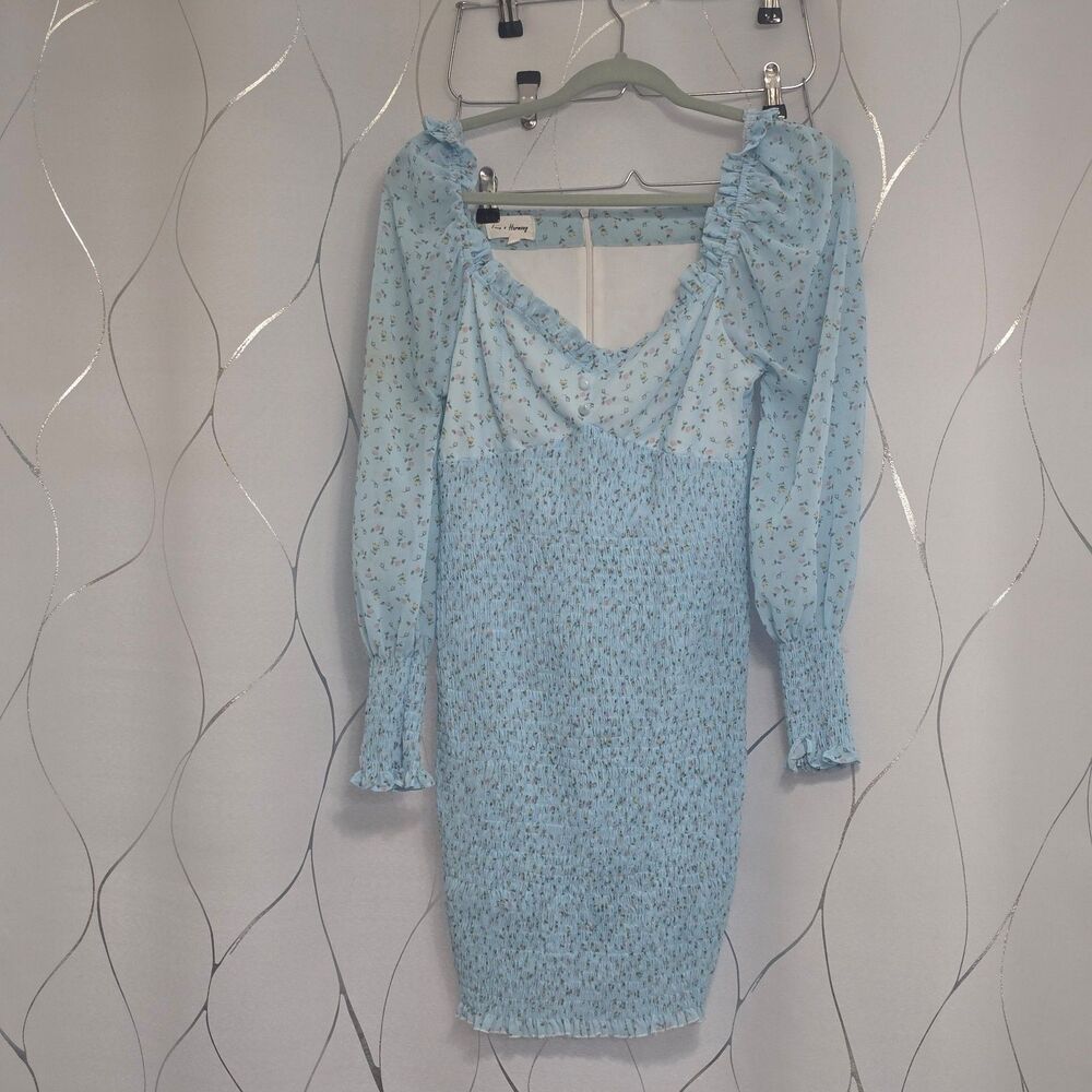 Dolls Kill Blue Floral Smocked Dress by Love & Honey